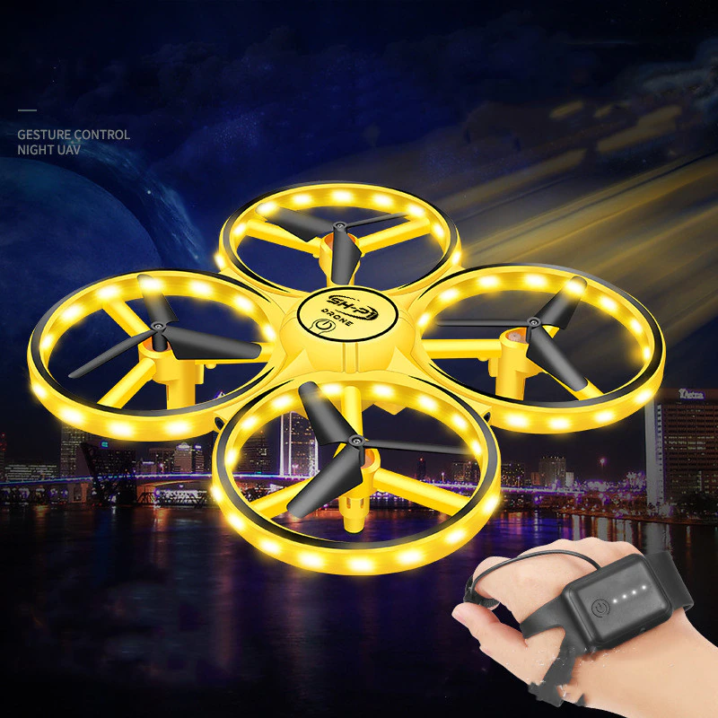 2022 New RC Mini Quadcopter Induction Drone Smart Watch Remote Sensing Gesture Aircraft UFO Hand Control Drone Altitude Hold Kids