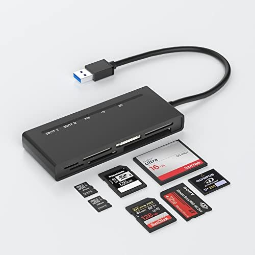 USB SD Card Reader, SD/Micro SD/MS/CF/XD Memory Card Reader [Be taught 5 Card at The Identical Time] 7 in 1 Multi Card Reader