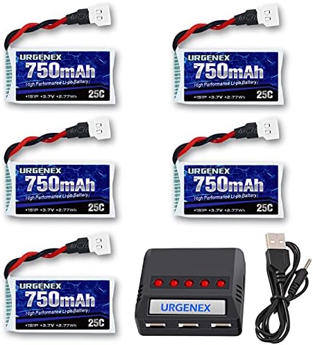 URGENEX 3.7V Lipo Battery 750mAh 25C Rechargeable 5 Pack Lipo Batteries with Molex Traipse 5 in 1 Charger for Syma X5 X5SW X5C X5C1 RC Quadcopter Drone Spare Positive aspects