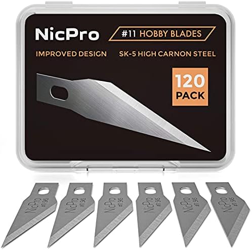 Nicpro 120 PCS Pastime Blades Pickle SK-5, Utility Excel #11 Art Blades Beget up Cutting Tool with Storage Case for Craft, Pastime, Scrapbooking, Stencil