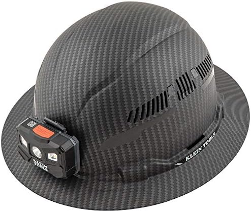 Klein Instruments 60347 Onerous Hat, Vented Stout Brim, Class C, Top payment KARBN Pattern, Rechargeable Lamp, Padded Sweat-Wicking Sweatband, High Pad