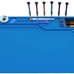 Hengtianmei Heat Insulation Silicone Repair Mat with Scale Ruler and Screw Feature for Soldering Iron, Phone and Computer Repair Dimension: 22 x 14 Inches (H-203)