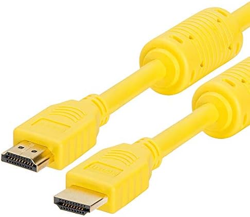 Cmple – HDMI Cable 3FT High Jog HDTV Ultra-HD (UHD) 3D, 4K @60Hz, 18Gbps 28AWG HDMI Cord Audio Return 3 Toes Yellow