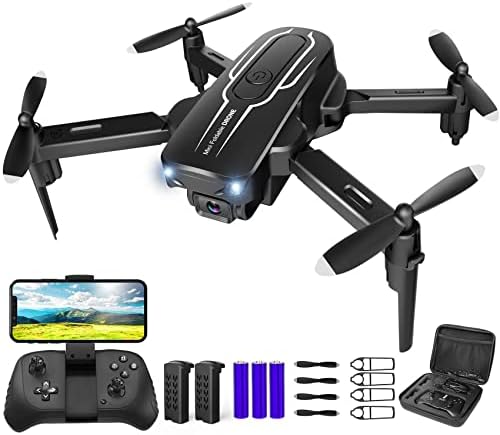 Mini Drone with Camera for Adults Teenagers – 1080P HD FPV Camera Drones with 90¡ã Adjustable Lens, Gestures Selfie, One Key Initiate, 360 Flips, Toys Provides RC Quadcopter for Boys Ladies with 2 Batteries