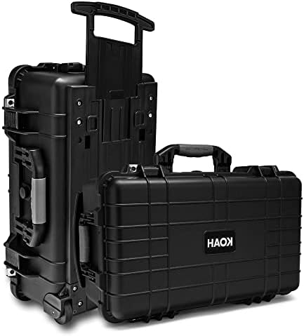 Koah Weatherproof Wheeled Plastic Valuable Case with Customizable Foam, Retractable Kind out, and Trolley Wheels (22.0″ x 14.0″ x 9″) For Cameras, Drones, And Equipment