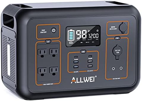 ALLWEI Transportable Power Web page 1200W(2400W Surge), 1132Wh Solar Generator with 4 120V AC Outlet, 6 USB PD60W, 306000mAh Backup Lithium Battery for Dwelling Out of doorways Tenting Fishing Emergency Power Outage