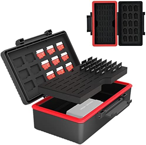 Kiorafoto 58 Slots TF Micro SD MSD Memory Card Case Holder Water-Resistant Anti-lost Anti-shock Storage Organizer with Labels & Notepaper, Switch Steam Deck Drone Trek Camera Memory Cards Accessories