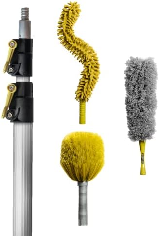 DOCAZOO DocaPole Microfiber Duster with Extension Pole – 7-30 toes Up to 20ft Extendable Dusters – Condominium Cleaning Equipment for Excessive Ceilings & Lengthy Reach Ceiling Fan Cleaning Instrument, Cobweb & Wall Dirt Remover