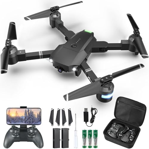 Drone with Digicam for Adults, ATTOP 1080P Dwell Video APP-Managed Digicam Drone for Youngsters 8-12, Newbie Obliging with 1 Key Skim/Land/Return, APP-Managed FPV Drone w/ Emergency Conclude Low Batteries Warning, Disclose/Gesture/Gravity Controls , VR Mode, 360° Flip, 2 Batteries, Carrying Case, Gift Suggestions