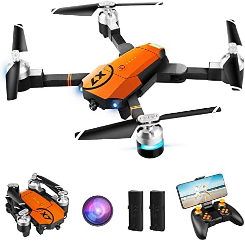 ORKNELY Drone with Camera for Adults, Upgraded WiFi 1080P HD Camera FPV Stay Video, RC Quadcopter Children Toys Gifts for Beginner with Gravity Sensor, 360° Flip, Waypoint Wing, Headless Mode, One Key Bear Off/Landing, Altitude Withhold