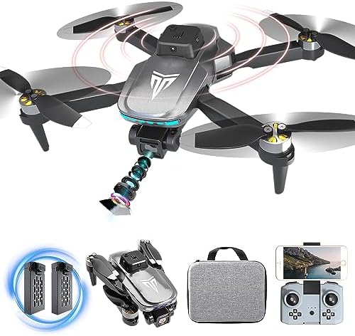 Brushless Motor Drone with Camera-4K FPV Foldable Drone with Carrying Case,40 minutes of Battery Life,Two 1600MAH,120° Adjustable Lens,One Key Buy Off/Land,Altitude Defend,Christmas items,360° Flip