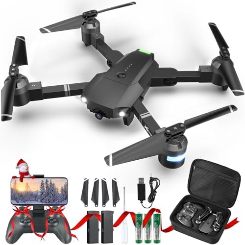 Drone with Digicam for Adults, ATTOP 1080P Dwell Video APP-Controlled Digicam Drone for Younger folk 8-12, Beginner Effective with 1 Key Waft/Land/Return, APP-Controlled FPV Drone w/ Emergency Cease Low Batteries Warning, Order/Gesture/Gravity Controls , VR Mode, 360° Flip, 2 Batteries, Carrying Case, Gift Tips