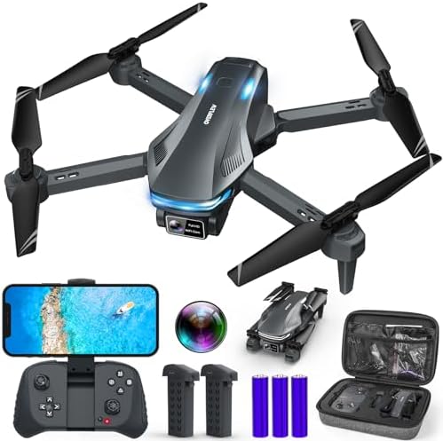 Drone with Camera for Adults, 1080P FPV Drones for children Newbies with Upgrade Altitude Encourage, Bid Encourage watch over, Gestures Selfie, 90° Adjustable Lens, 3D Flips, 2 Batteries