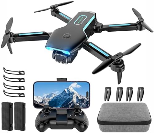 Bokigibi Drone with 1080P HD FPV Camera, RC Airplane Quadcopter with Headless,3D Flips, One Key Start, Philosophize/Gravity Retain an eye on, Velocity Adjustment, 2 Batteries, Foldable Drone for Teenagers, Learners