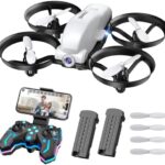 SIMREX X700 Mini Drone With Camera For Children Adults, WiFi FPV Transmission, Drone 4-Axis RC Quadcopter, One Key Hold Off/Landing, Altitude Abet&Headless Modes, Optical Float Positioning, 360° Flip and App Protect a watch on, Easy for Newbie（White）