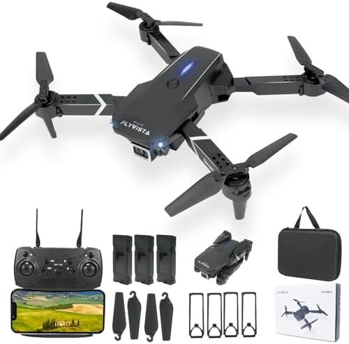 FLYVISTA Mini Drone with Digicam for Adults Childhood, 1080P WiFi FPV Digicam Drone with 3 Batteries, One-Click Employ Off/Touchdown, Altitude Rep, Headless Mode, 360° Flips, 3-Gear Speeds, Emergency Stop, Carrying Case, Toys Gives for Childhood and Adults Newbie