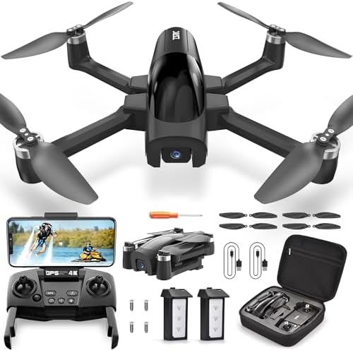 TENSSENX GPS Drone with 4K Digicam for Adults, TSRC A6 Foldable RC Quadcopter with Auto Return, Practice Me, Optical Waft, Waypoint Wing, Circle Wing, Headless Mode, Altitude Contend with, 46 Mins Flight Time