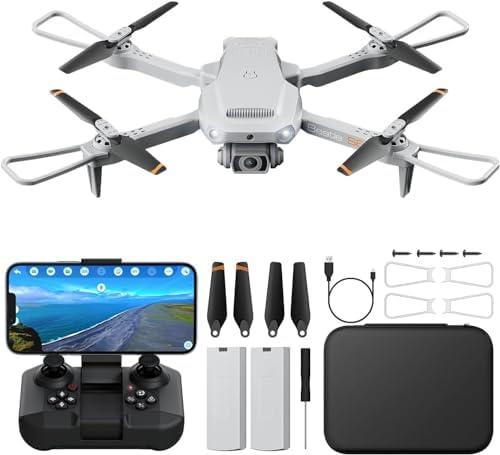 Drone with Digicam for Adults 4K – ROVPRO Dual Digicam S60 RC Quadcopter with APP Adjust – Impediment Avoidance, Waypoint Cruise, Altitude Withhold, Apply Me, Roll Mode, Headless Mode, 2 Batteries (Grey)