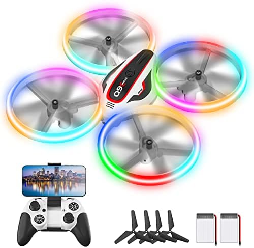 Q9C RC Drone with 720P HD FPV Camera for Kids and Adults Frigid Toys Gifts for Boys Women Teenage with LED Mild,Propeller Plump Protect,Hobby Quadcopter with Altitude Withhold,2 Batteries and Remote Management,Clear-gash to Hover