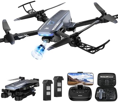 DROCON Drone with Camera for Adults ,1080P HD Adjustable WIFI FPV Drone for Children Newcomers,RC Mini Drone Toys Items with Altitude Put,360°Flip ,Headless,Gestures Selfie,3 Tempo Mode, 2 Batteries with Carrying Secure