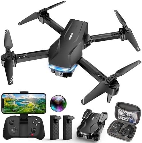 Drone with Camera 1080P HD FPV Foldable Drone for Rookies and Young of us, Quadcopter with Speak Gesture Decide an eye fixed on with Carrying Case, One Key Cast off Off/Land, Optical Float Positioning, 360° Flip, Waypoint Fly