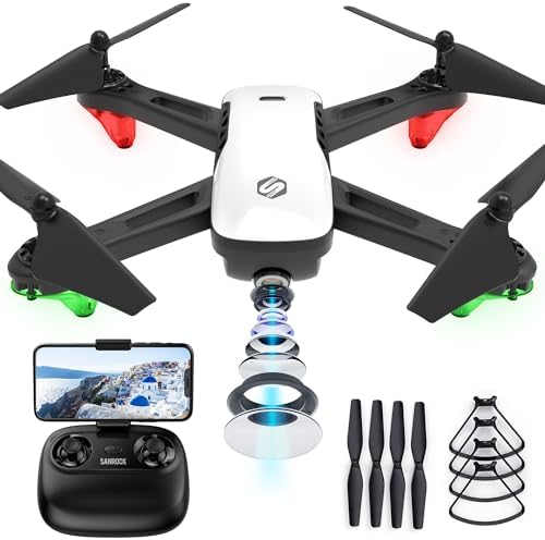 Drone with Camera for Adults, SANROCK 1080P HD FPV WiFi Drones for Young other folks Novices, RC Quadcopter Helicopter, Divulge Delivery, Waypoint Soar, Gesture Selfie, Return to House, Toys Gifts for Boys