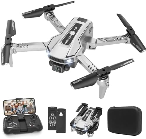 AVIALOGIC Mini Drone with Digicam for Teens,RC Helicopter FPV RC Quadcopter with 1080P HD Live Video Digicam,Altitude Take care of,Gravity Take care of watch over,2 Batteries,Birthday and Xmas Items Toys for Boys Girls,Silver