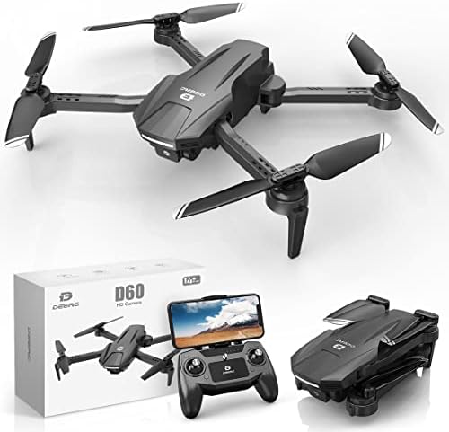 DEERC D60 Drones with Digicam for Adults, Youth, FPV 1080P HD Video, Long Battery Life, Gravity Sensor, Foldable, Passion RC Quadcopter, Exact as Items for Boys, Ladies, Newbie Adults, 1 Half, Shaded