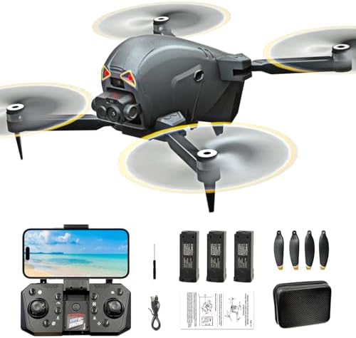 HYTOBP S177 FPV Drone with Camera for Adults 4K, Twin Camera, 360° Obstacle Avoidance, forty five Mins Flight, 3 Batteries, Brushless Motor, 90° Adjustable Lens, One Key Consume Off/Land, Camera Drone for Adults
