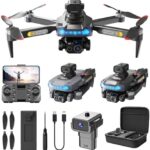 WiFi FPV Drone With 4K HD Camera Altitude Set Mode Foldable RC Drone Quadcopter Circle Inch Route Inch Altitude Set Headless Mode For Begginer Kid Males Gifts (BLACK)