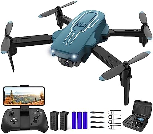 Mini Drone with Camera for Adults Teens – 1080P HD FPV Camera Drones with 90° Adjustable Lens, Gestures Selfie, One Key Originate, 360° Flips, Toys Gifts RC Quadcopter for Boys Girls with 2 Batteries