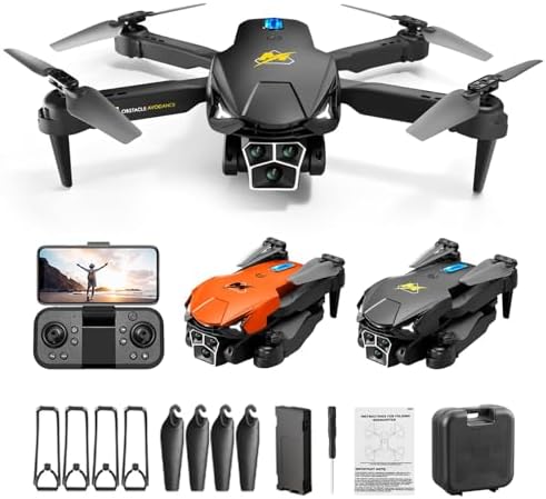 WiFi FPV Drone With 4K HD Remote Control With Three Digicam HD Aerial Digicam Folding Obstacle Avoidance Remote Control Airplane For Begginer,Man Gifts (Dim)